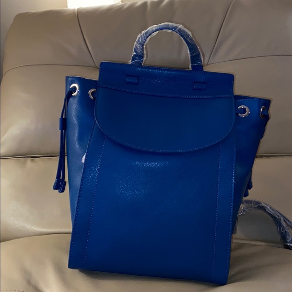 Blue backpack tote